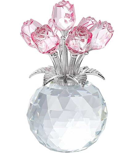 Amazon.com: Crystal Rose Bouquet Flower Figurine - Pink Rose Gifts